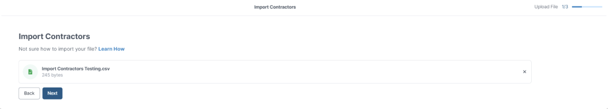 Image depicts uploading a file into the Recommended Contractors feature on the Spectora home inspection software platform.